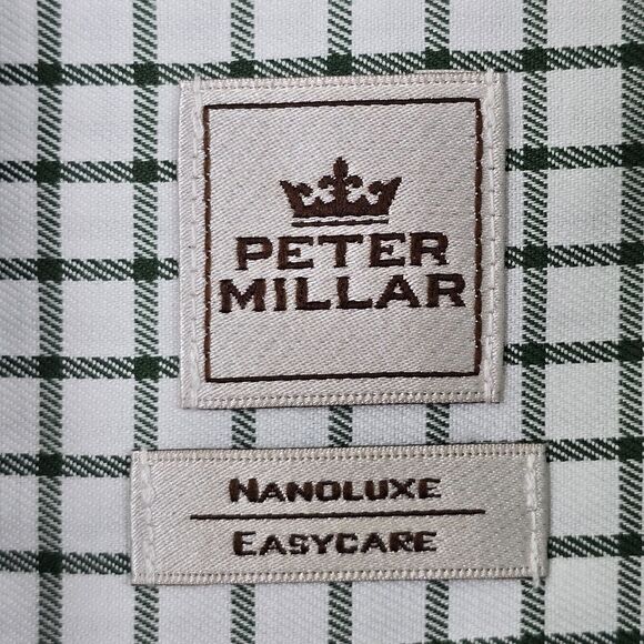 Peter Millar Men's Gray White Checker Long Sleeve Button Up Shirt Size XL - Picture 7 of 13